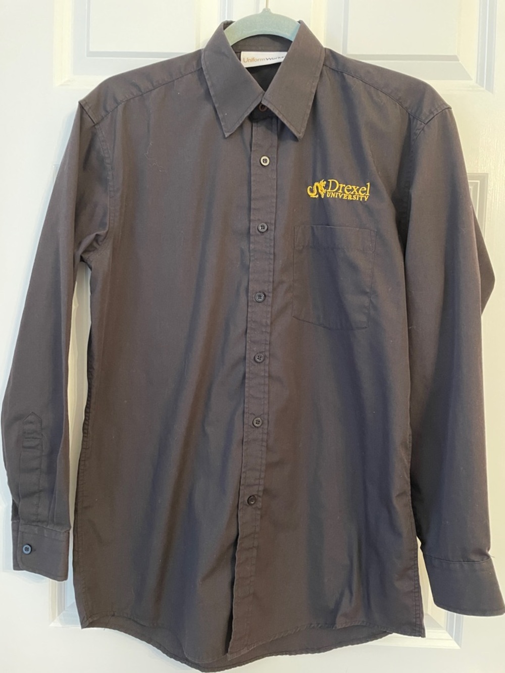 Men's Black Drexel University culinary arts uniform shirt size S